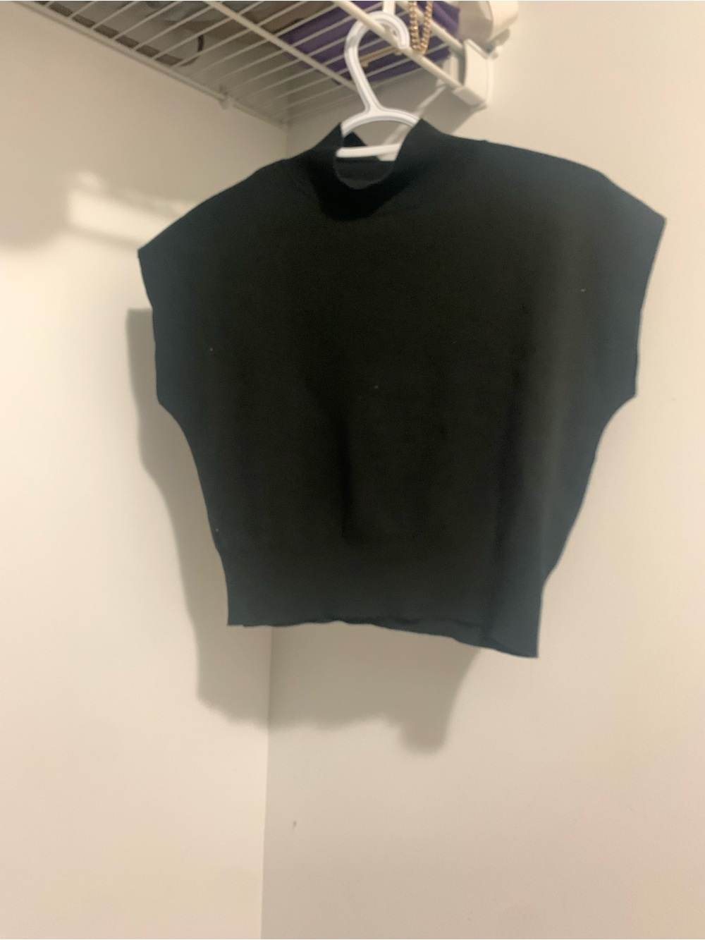 Black Short-Sleeve Turtleneck Sweater Top